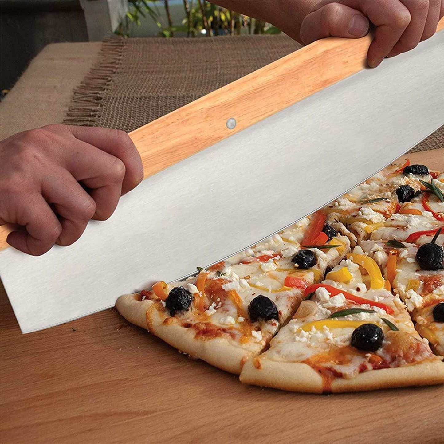 4 PCS Rectangle Pizza Stone Set, 15" Large Pizza Stone for Oven and Grill with Pizza Peel(OAK), Pizza Cutter & 10pcs Cooking Paper for Free