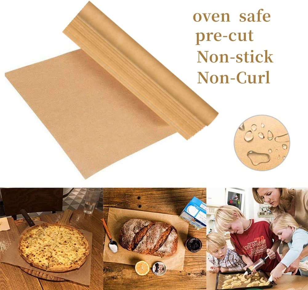 4 PCS Rectangle Pizza Stone Set, 15" Large Pizza Stone for Oven and Grill with Pizza Peel(OAK), Pizza Cutter & 10pcs Cooking Paper for Free