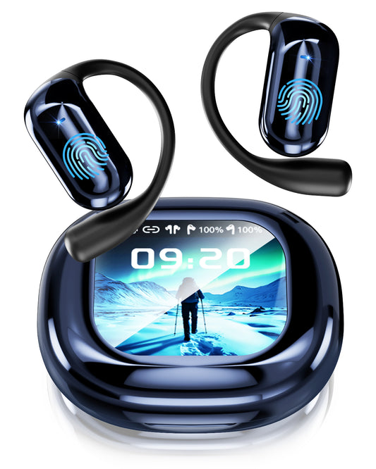 AI Language Translation Earbuds with LCD Touch Screen-Bluetooth 5.4 Real-Time Translator Headphones for 144 Languages, Fit for Travel Business Learning (APP Always Free use)